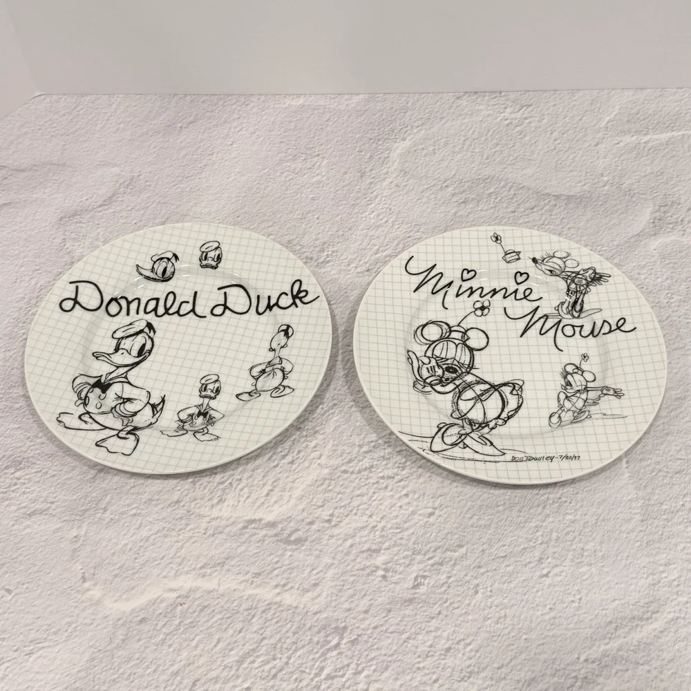Disney Sketchbook Donald Duck & Minnie Mouse Salad Plate Set of 2 8